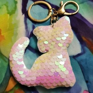 Sequin Cat Keychain